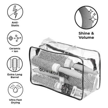 Olivia Garden - Kit 5 Perii Expert Blowout Speed Wavy White&Grey (Ceramic+Ion Speed XL)