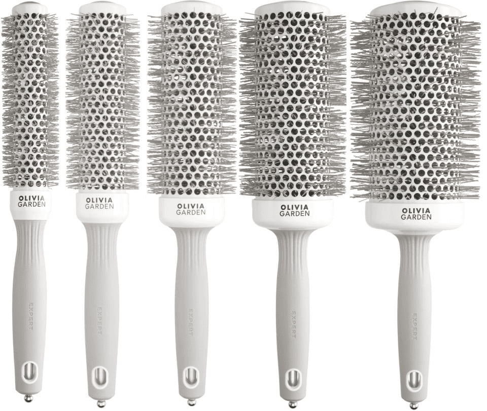 Olivia Garden - Kit 5 Perii Expert Blowout Speed Wavy White&Grey (Ceramic+Ion Speed XL) - imagine 2